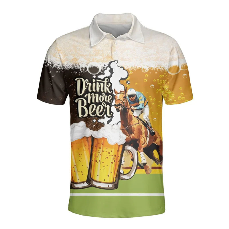 3D Printed Hawaiian Beer Polo  - đánh giá và giá Polo Shirt Equestrian